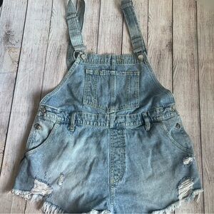 We The Free Blue Denim Shortalls 30